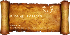 Kubinyi Felícia névjegykártya